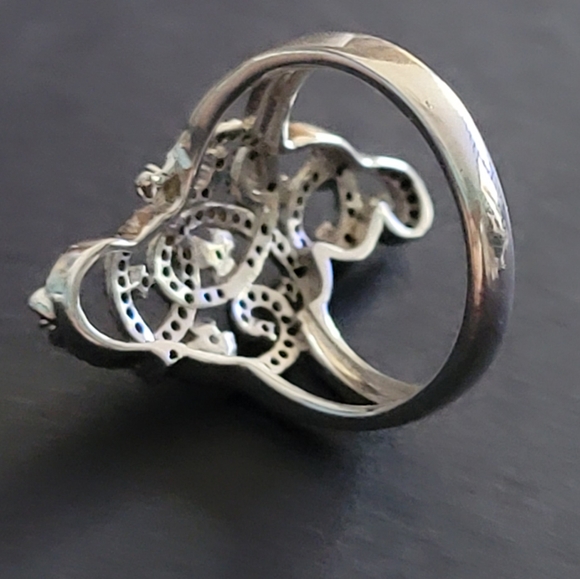 Designer 925 BBJ Black Diamond Sterling Silver Cocktail Ring NIB Size 10 - Picture 4 of 5